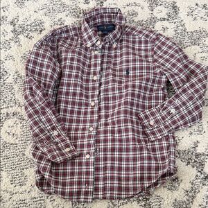 Ralph Lauren Kids Burgundy Plaid Button Down Shirt - 6